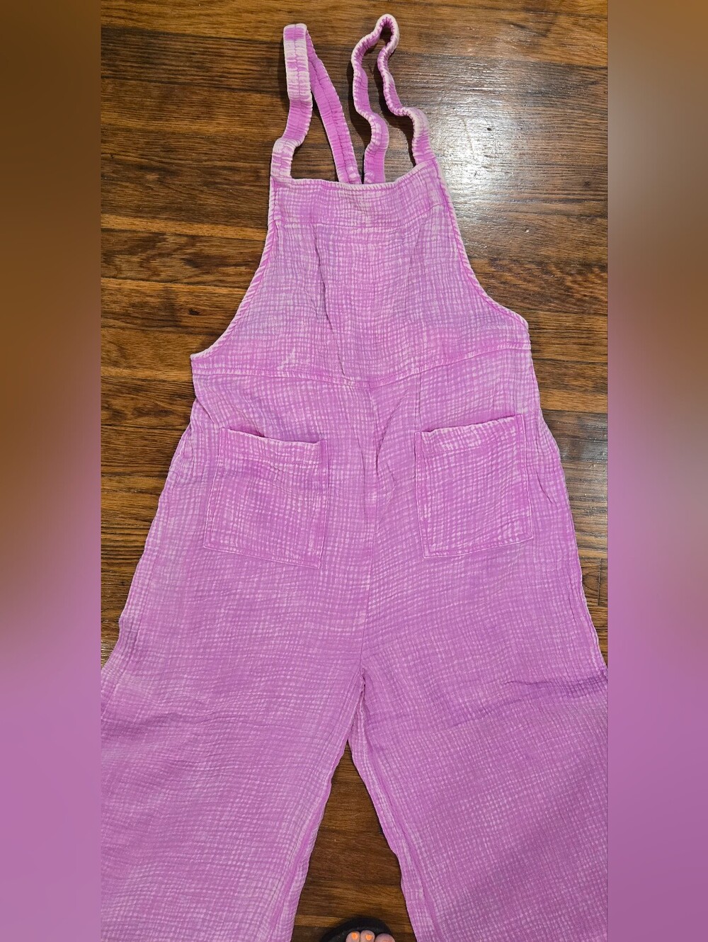 Zenana Pink Double Gauze Cotton Wide Leg Overalls Jumpsuit Size Small NWOT - Picture 2 of 5